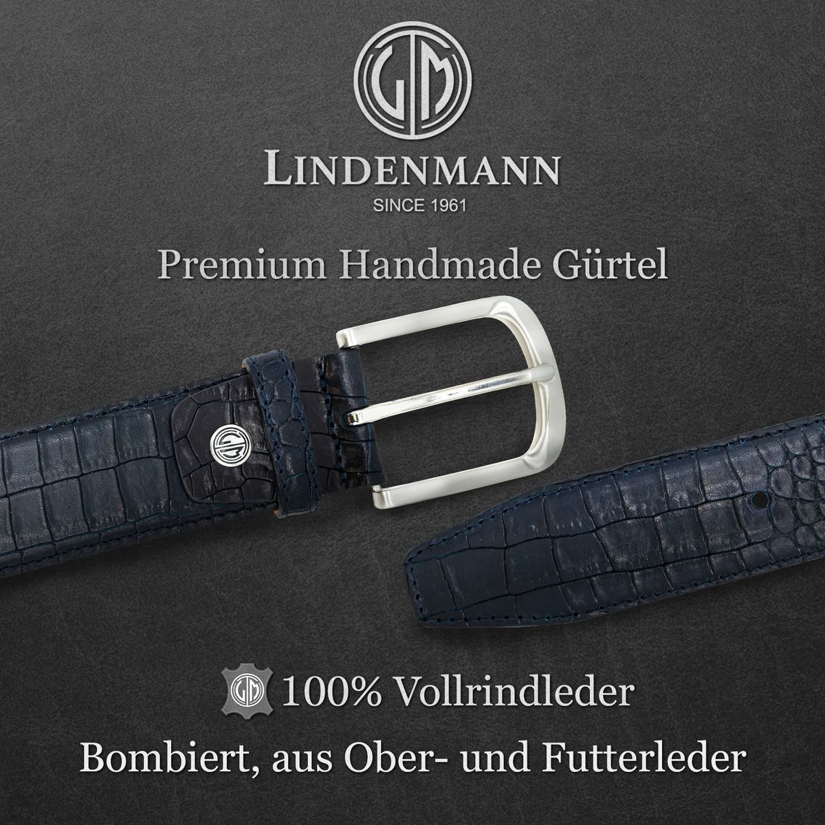 LINDENMANN Jeansgürtel Herren blau