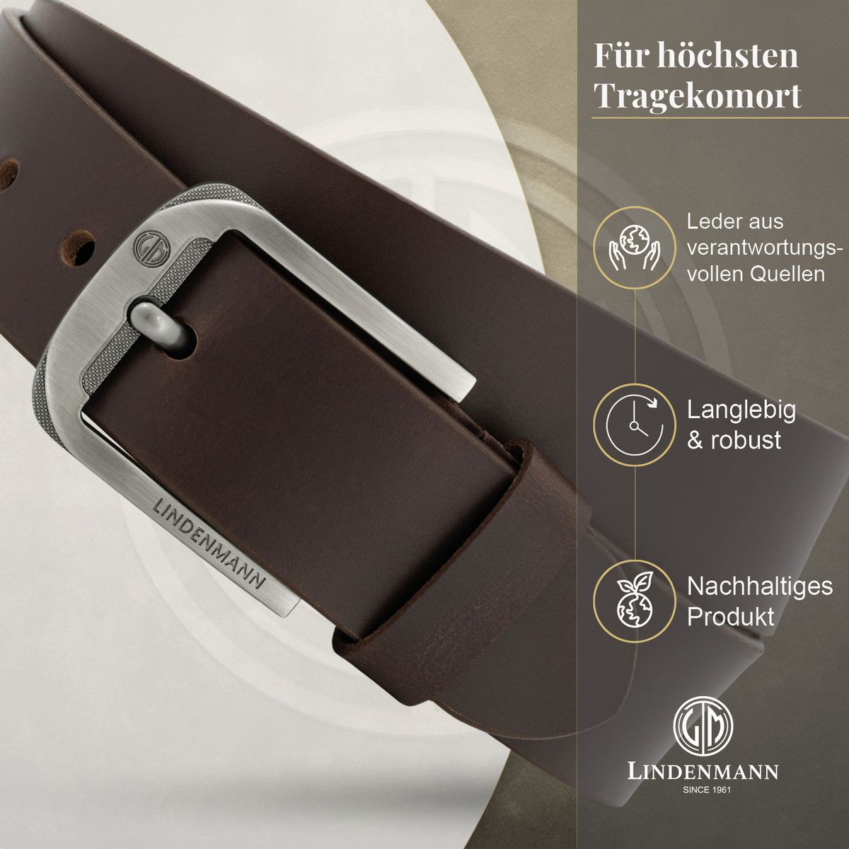 LINDENMANN Ledergürtel Jeans Herren braun