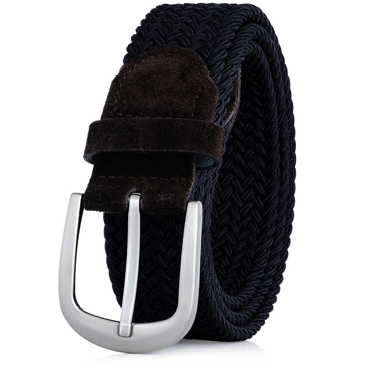 Gürtel, Ledergürtel, Verarbeitung, Metall-Gürtel buckle, dunkelblau, LINDENMANN Damen Flechtgürtel mit 100% echtem Rindleder an den Enden marine