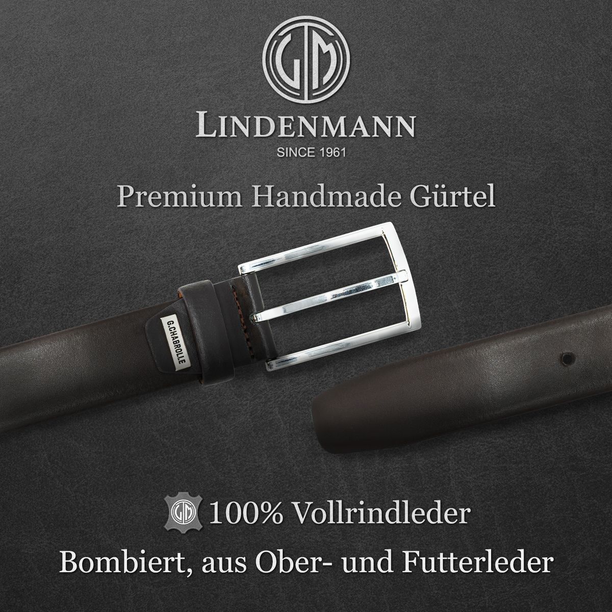 LINDENMANN Premium Ledergürtel braun