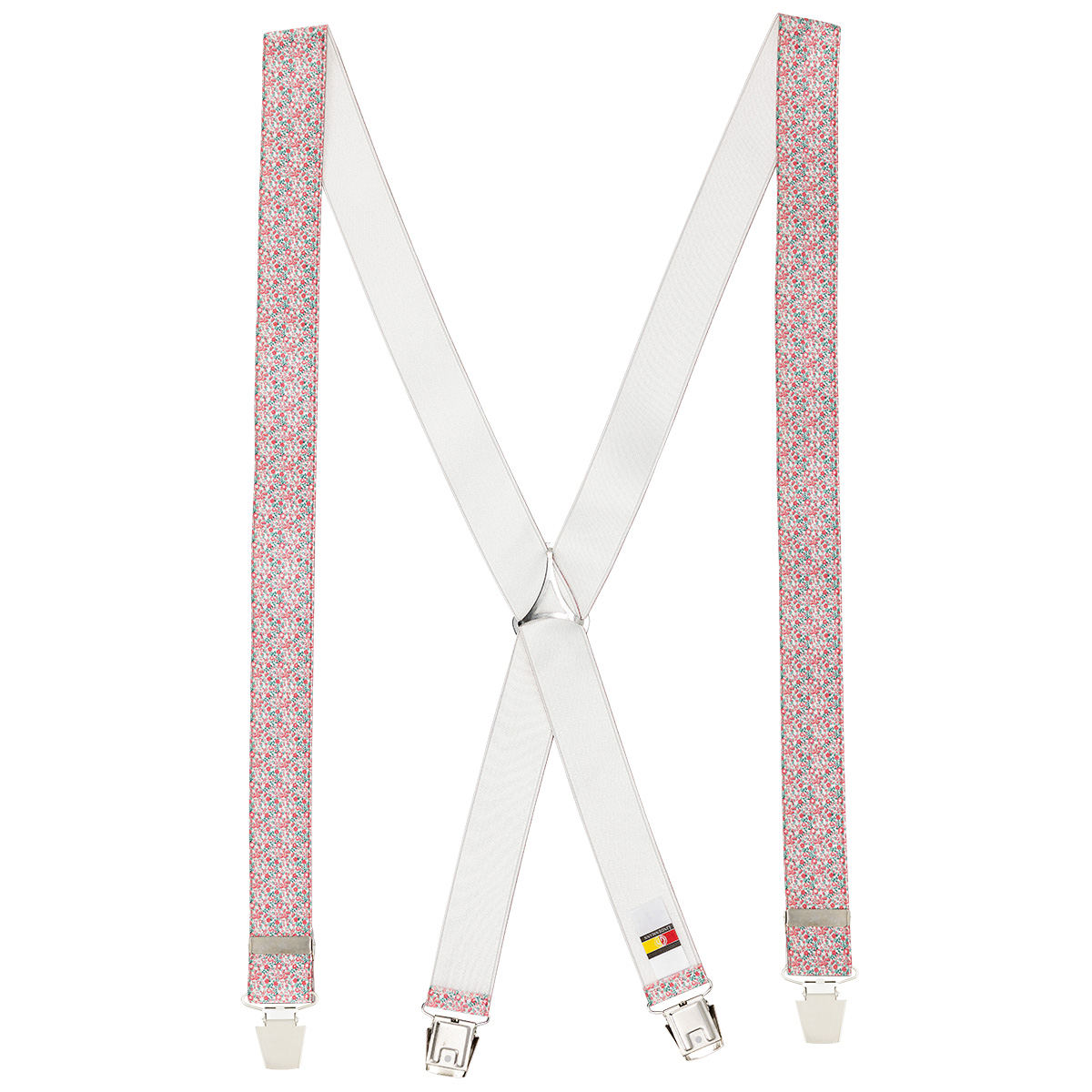 LINDENMANN Hosenträger Herren X-Form mit starkem Clip Blumenmuster rosé