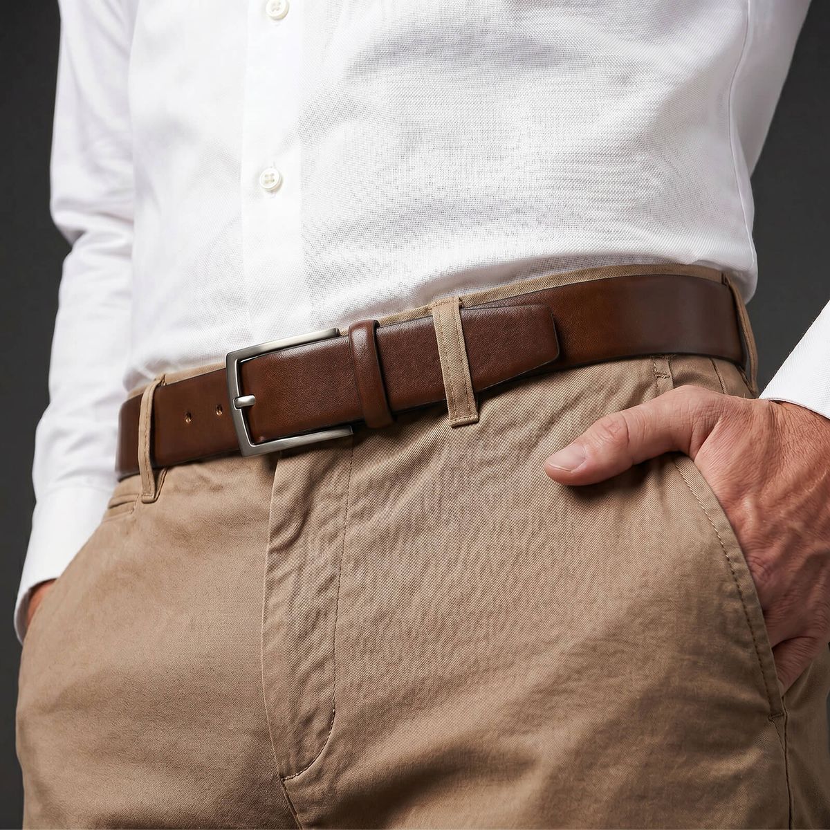 LINDENMANN Ledergürtel Herren, cognac 35 mm Leder Anzuggürtel