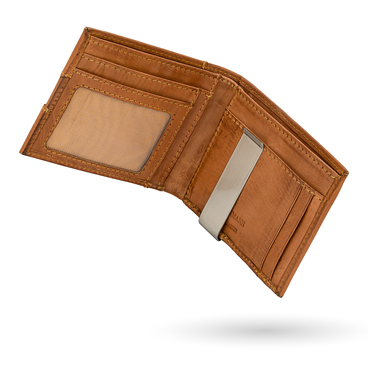 LINDENMANN Herren Leder Portemonnaie cognac