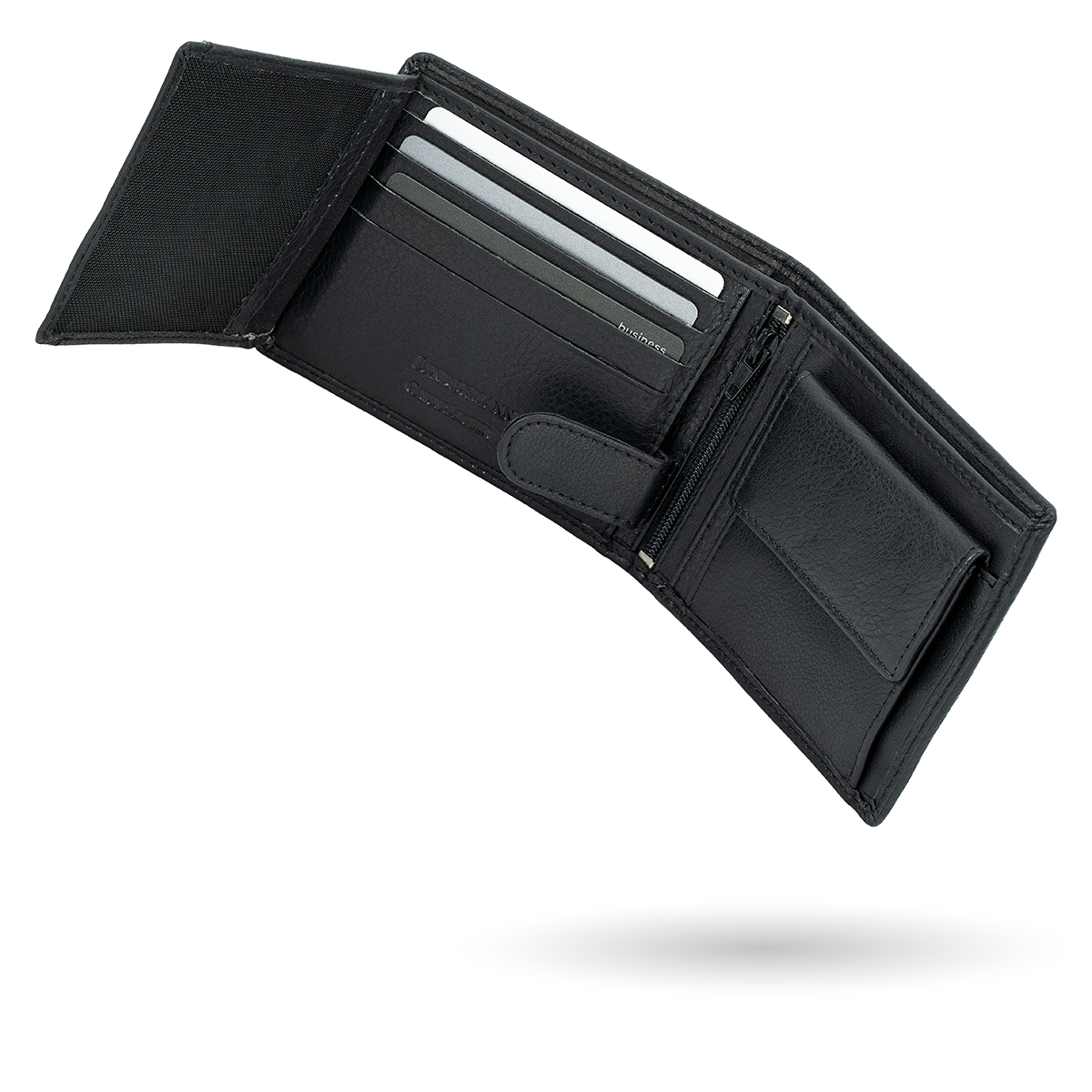 LINDENMANN Herren Leder Portemonnaie schwarz