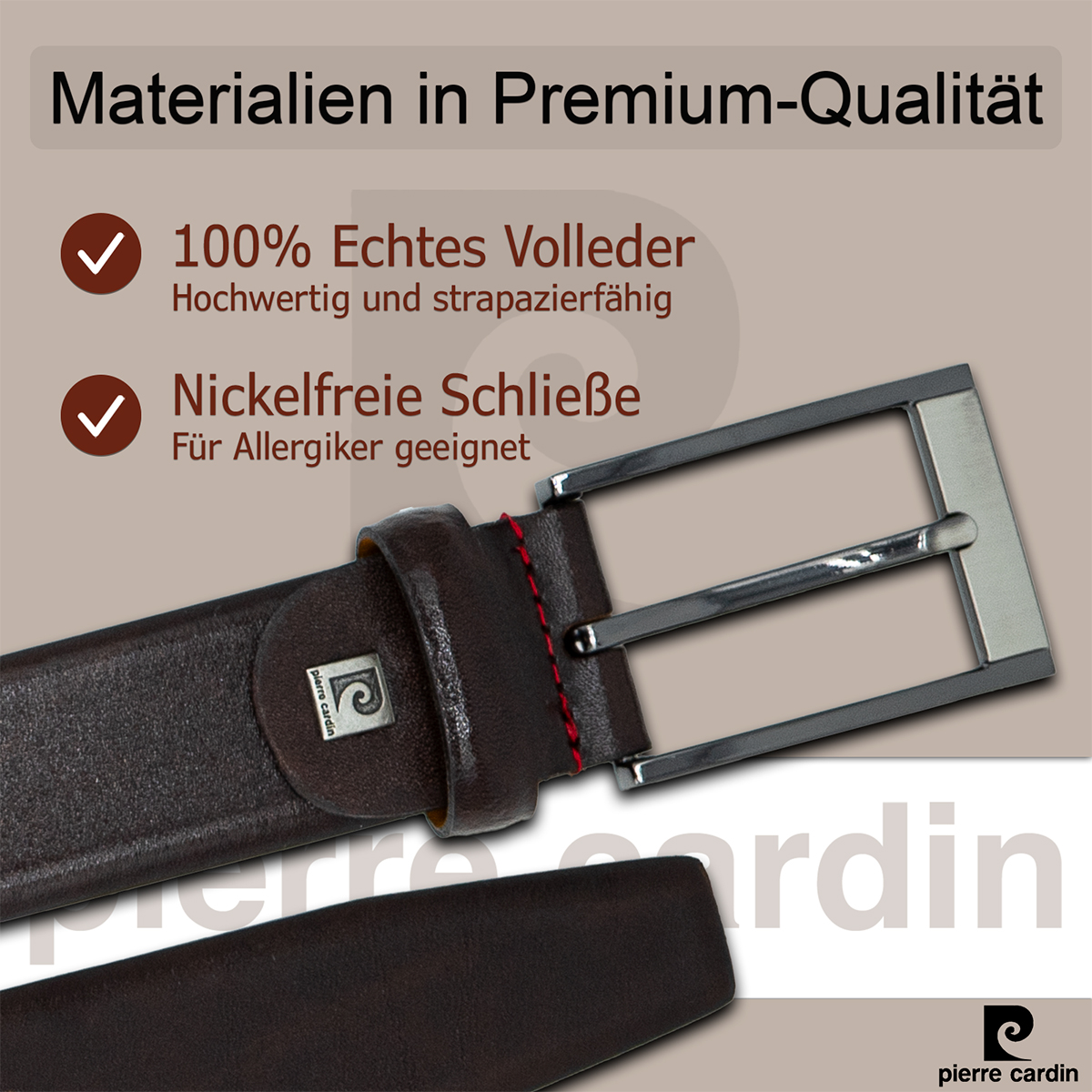 Pierre Cardin Herren Echtledergürtel Herren dunkelbraun
