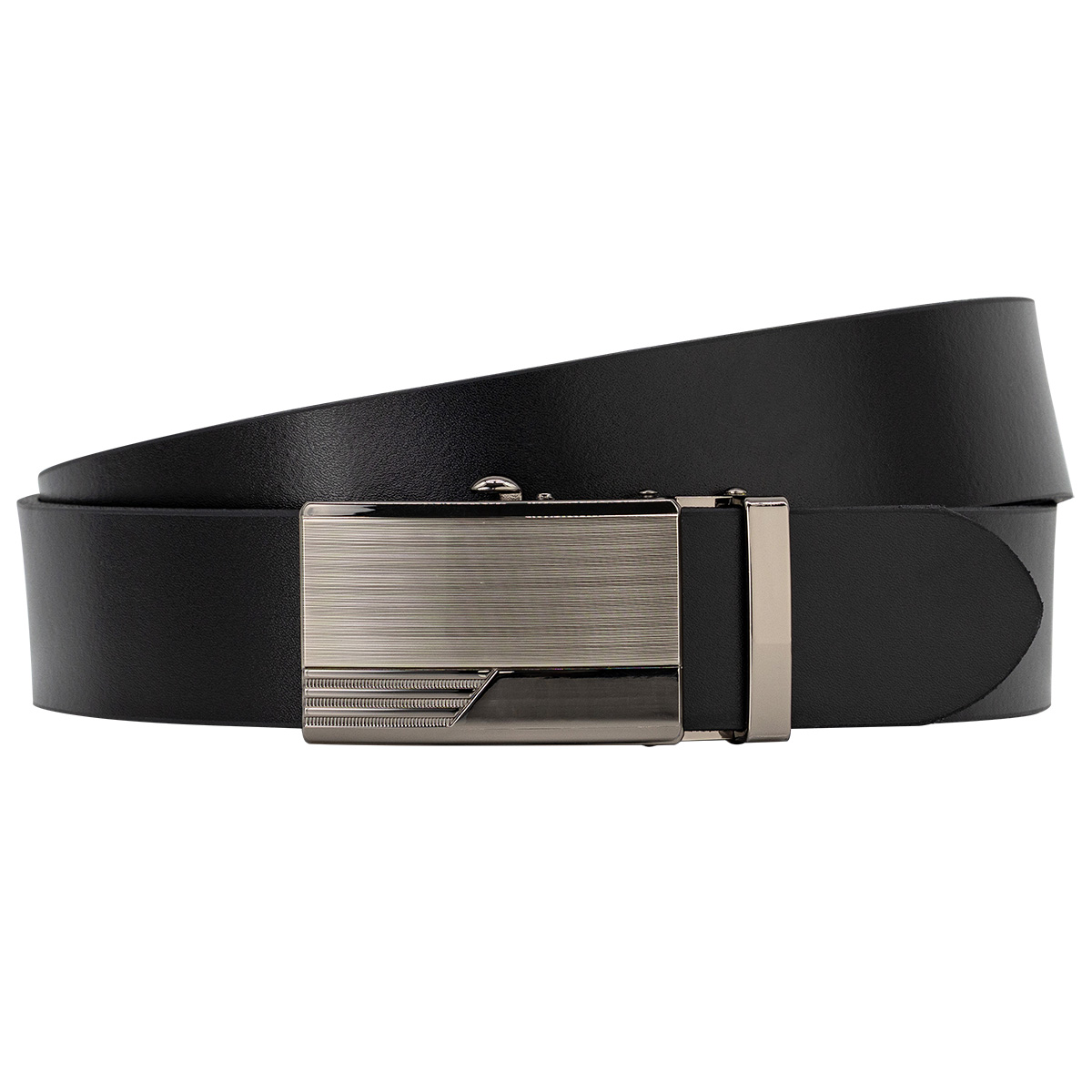 Gürtel, schwarz, Metall-Schnalle, Breite, Ledergürtel, LINDENMANN klassischer Herren Automatikgürtel aus 100% Echtleder schwarz