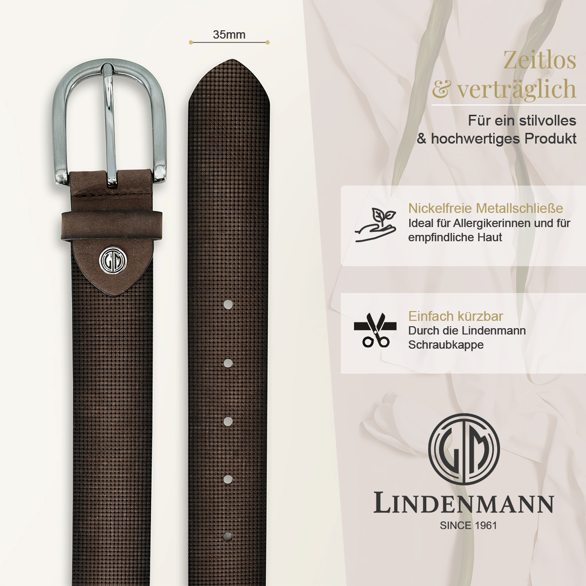 LINDENMANN Vollrindsleder Damengürtel Schokoladenbraun