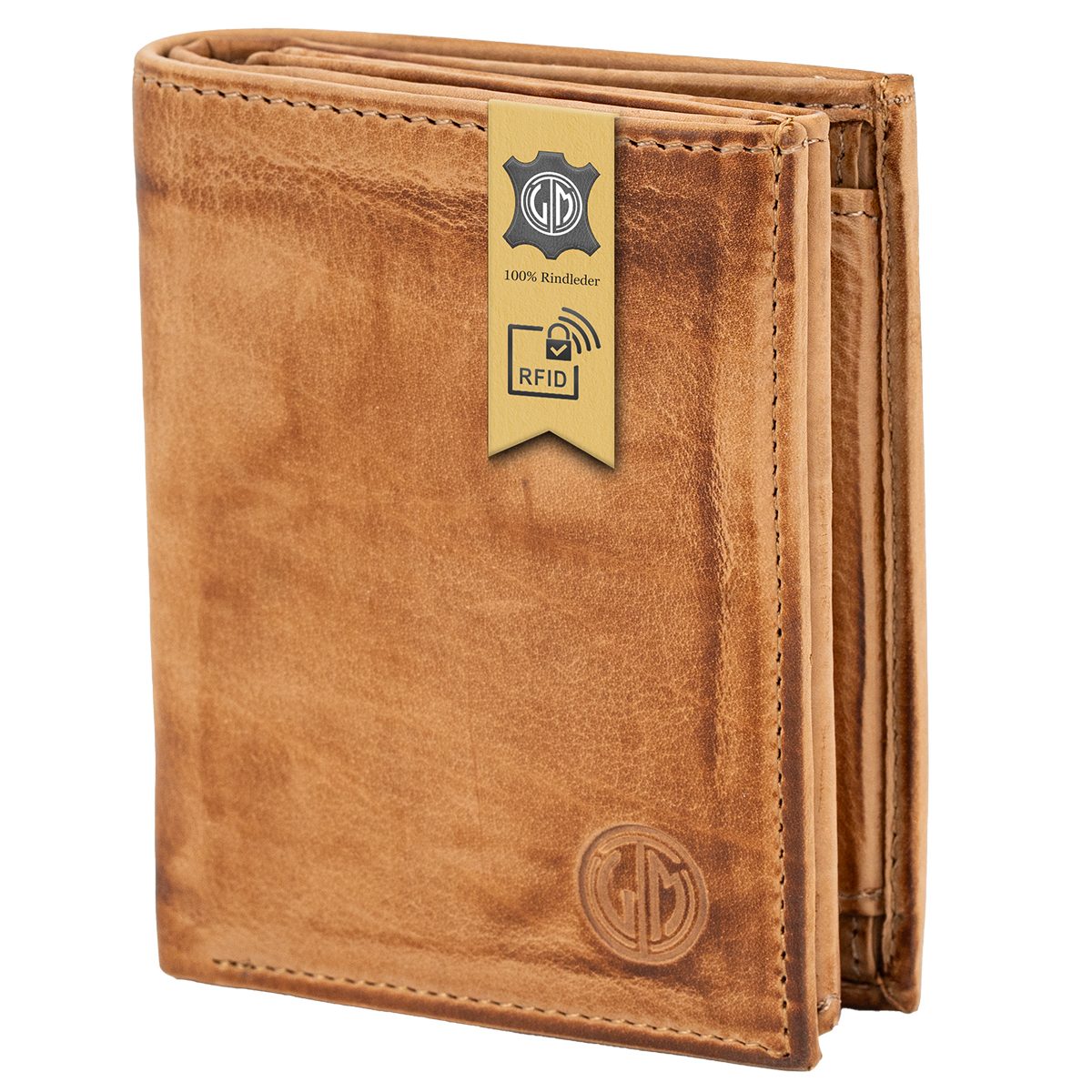 LINDENMANN Herren Leder Portemonnaie cognac