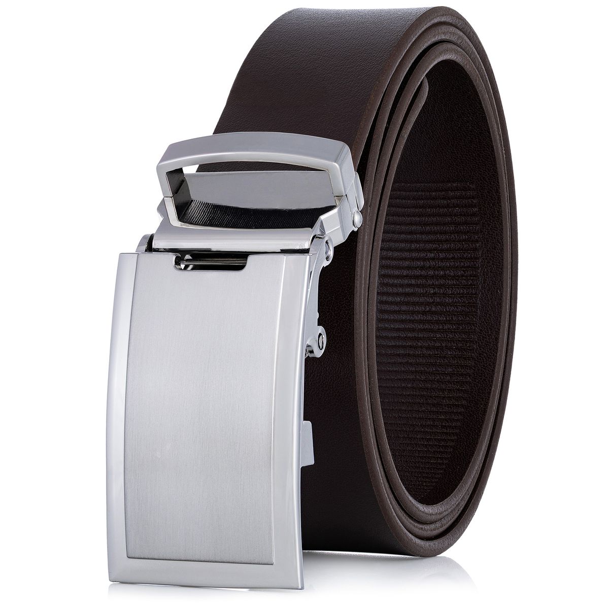Zubehor, Gürtel, Leinwand, LINDENMANN eleganter Anzugautomatikgürtel für Herren aus 100% Vollrindleder in dunkelbraun passend zu elegantem Stil