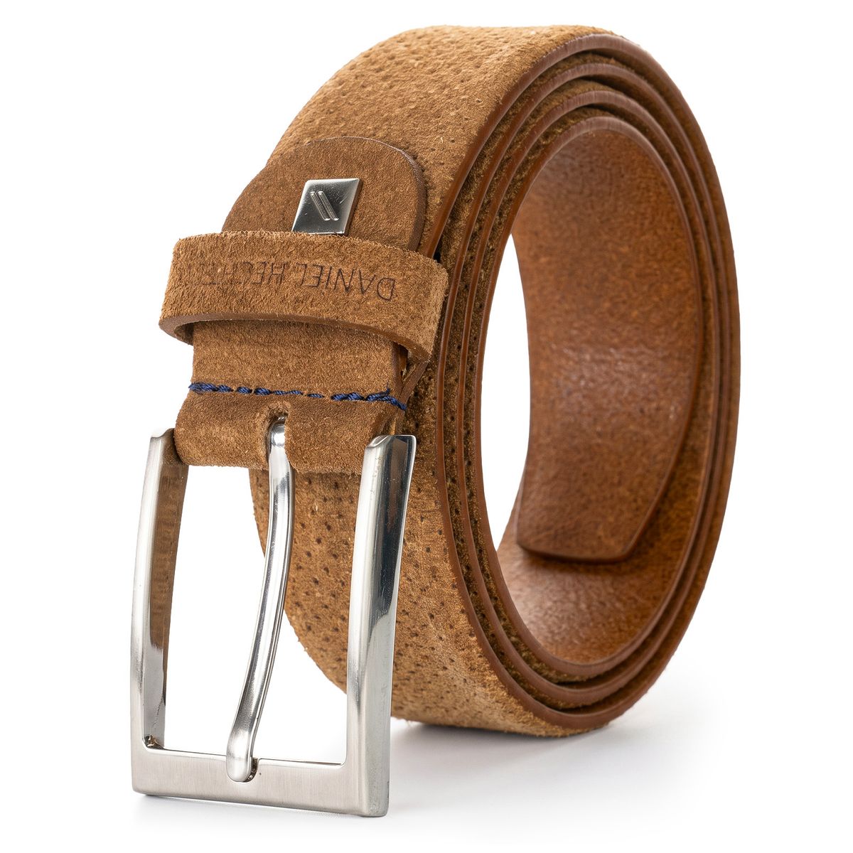 DANIEL HECHTER Herren smart casual 100% echtes Veloursledergürtel cognac