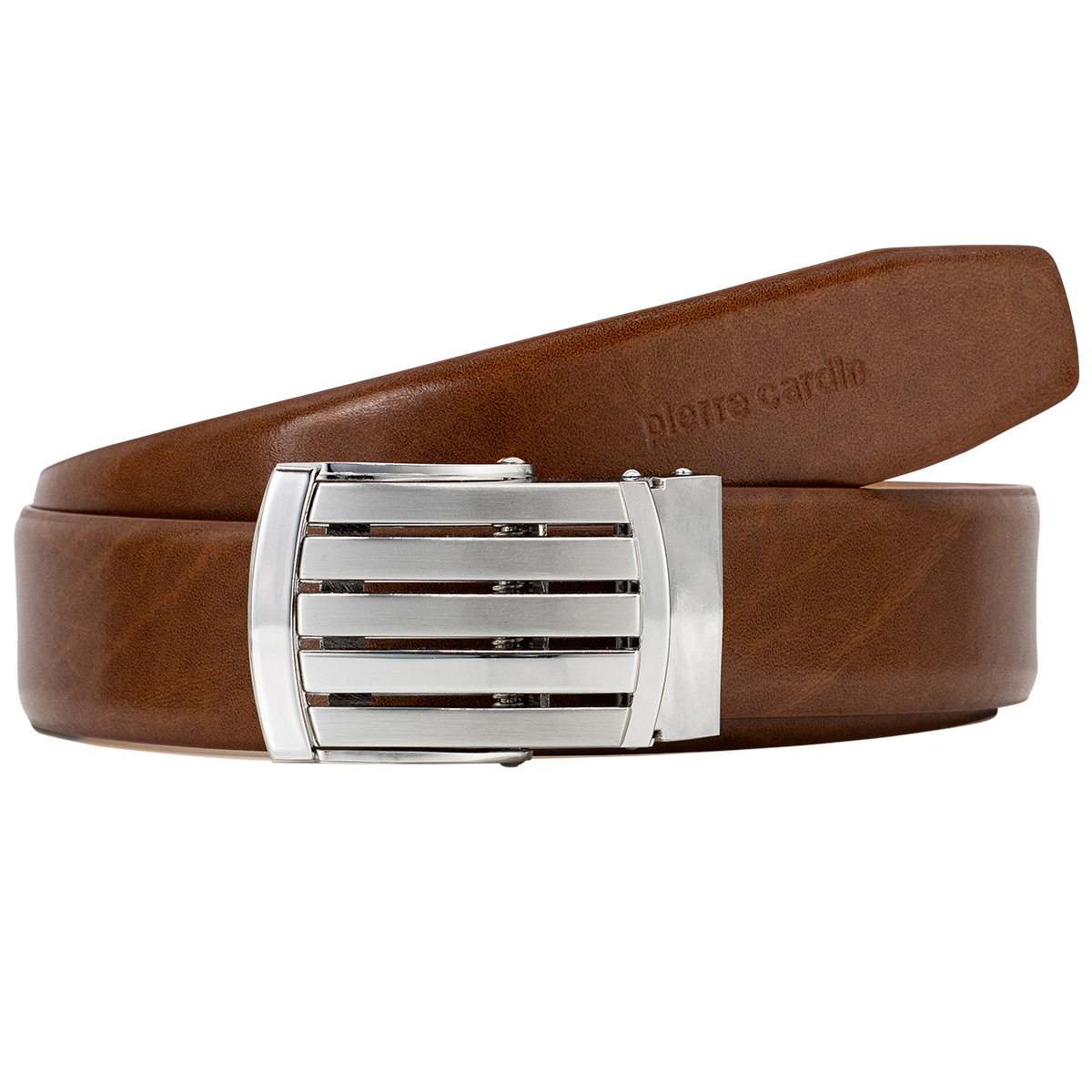 PIERRE CARDIN Herrenautomatikgürtel aus 100% echtem Rindleder cognac