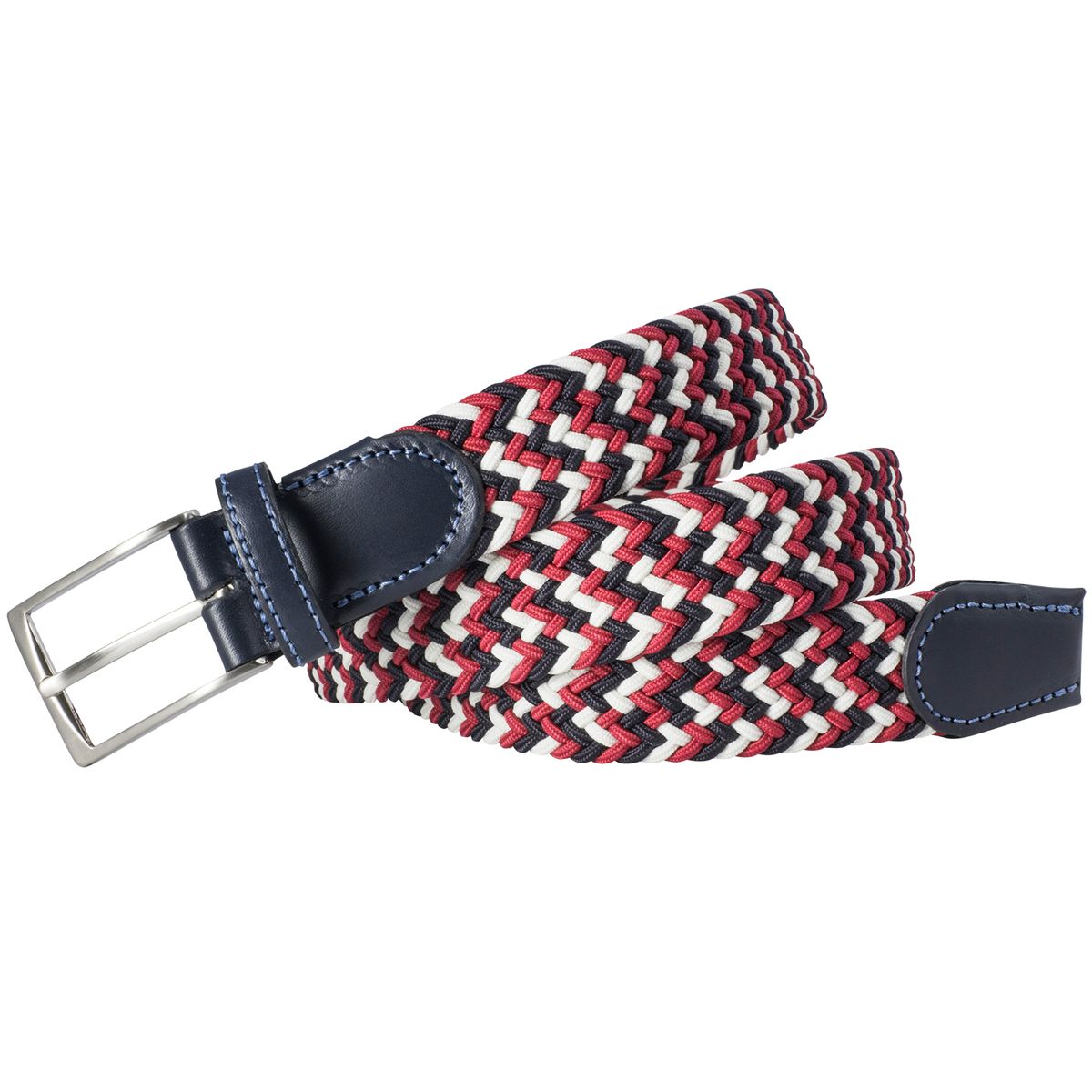 LINDENMANN Ledergürtel Herren, rot/weiß/schwarz 32 mm Vollrindleder