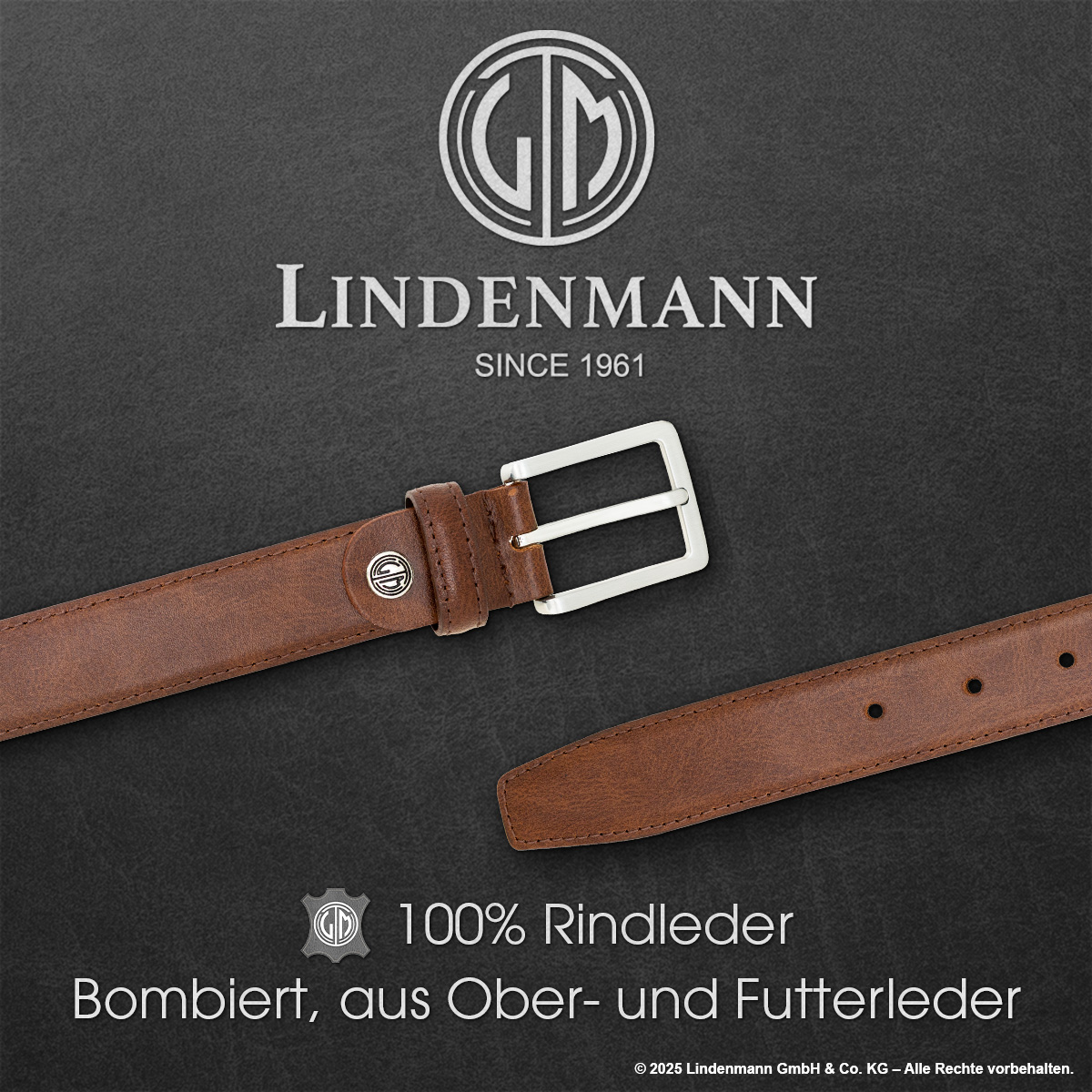 LINDENMANN Ledergürtel Herren mogano