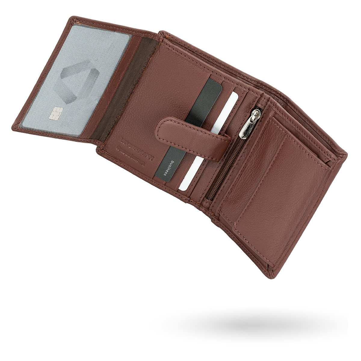 LINDENMANN Herren Leder Portemonnaie braun