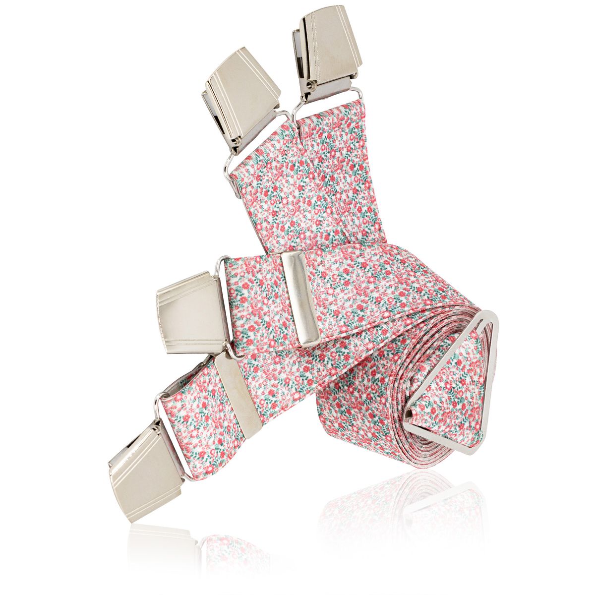 LINDENMANN Hosenträger Herren X-Form mit starkem Clip Blumenmuster rosé