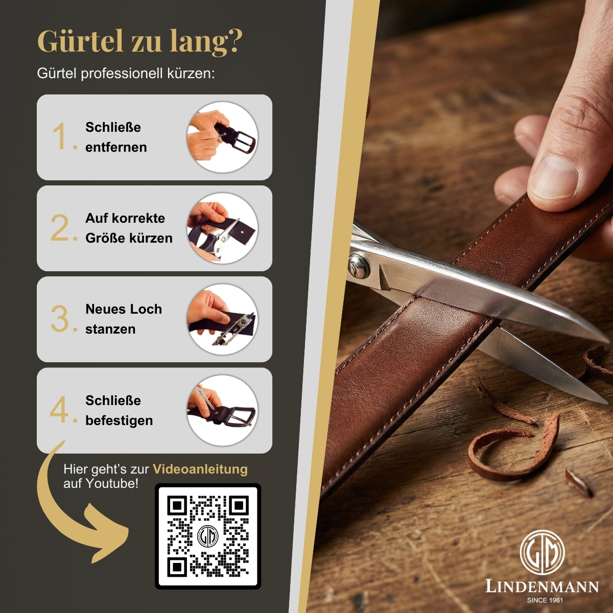 Gürtel, Kutter, Leder, Näharbeit, Werkzeug, LINDENMANN Rindleder Damengürtel Schwarz mit Leopardmuster