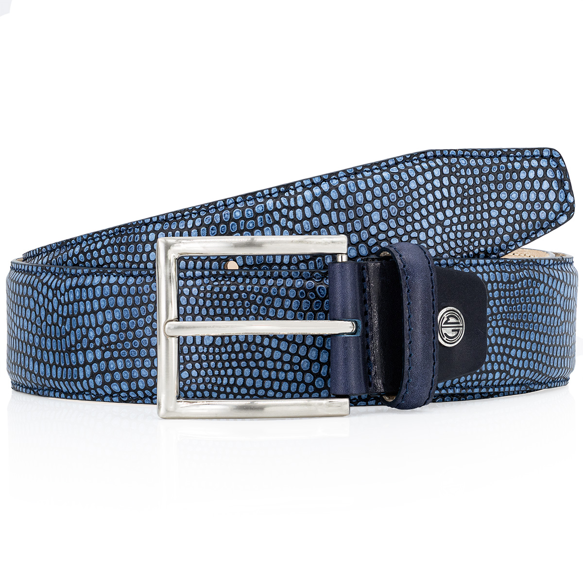 gürtel, gurtschnalle, blau, texturiert, gürtelband, LINDENMANN Premium Handmade Vollrindledergürtel Herren jeansblau