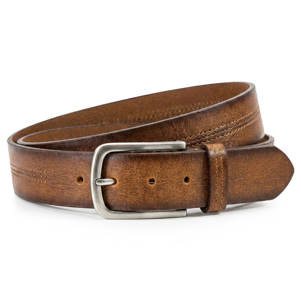 Gürtel, Leder, Braun, Gürtelschnalle, Breiter Gürtel, HECHTER Paris Herren Casual 100% Echtledergürtel cognac