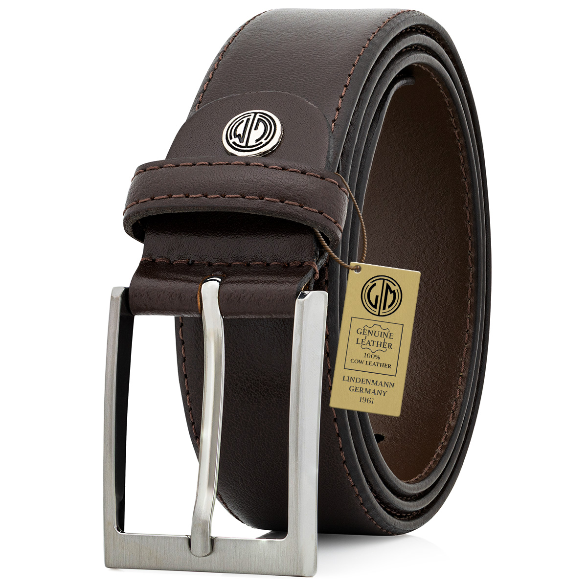 LINDENMANN Ledergürtel Herren dunkelbraun