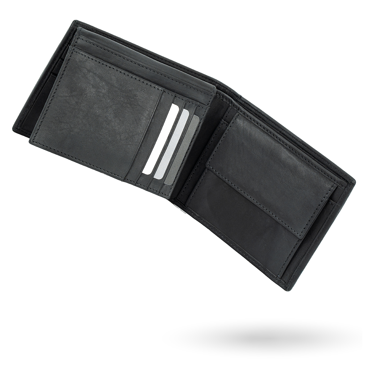 LINDENMANN Herren Leder Portemonnaie schwarz