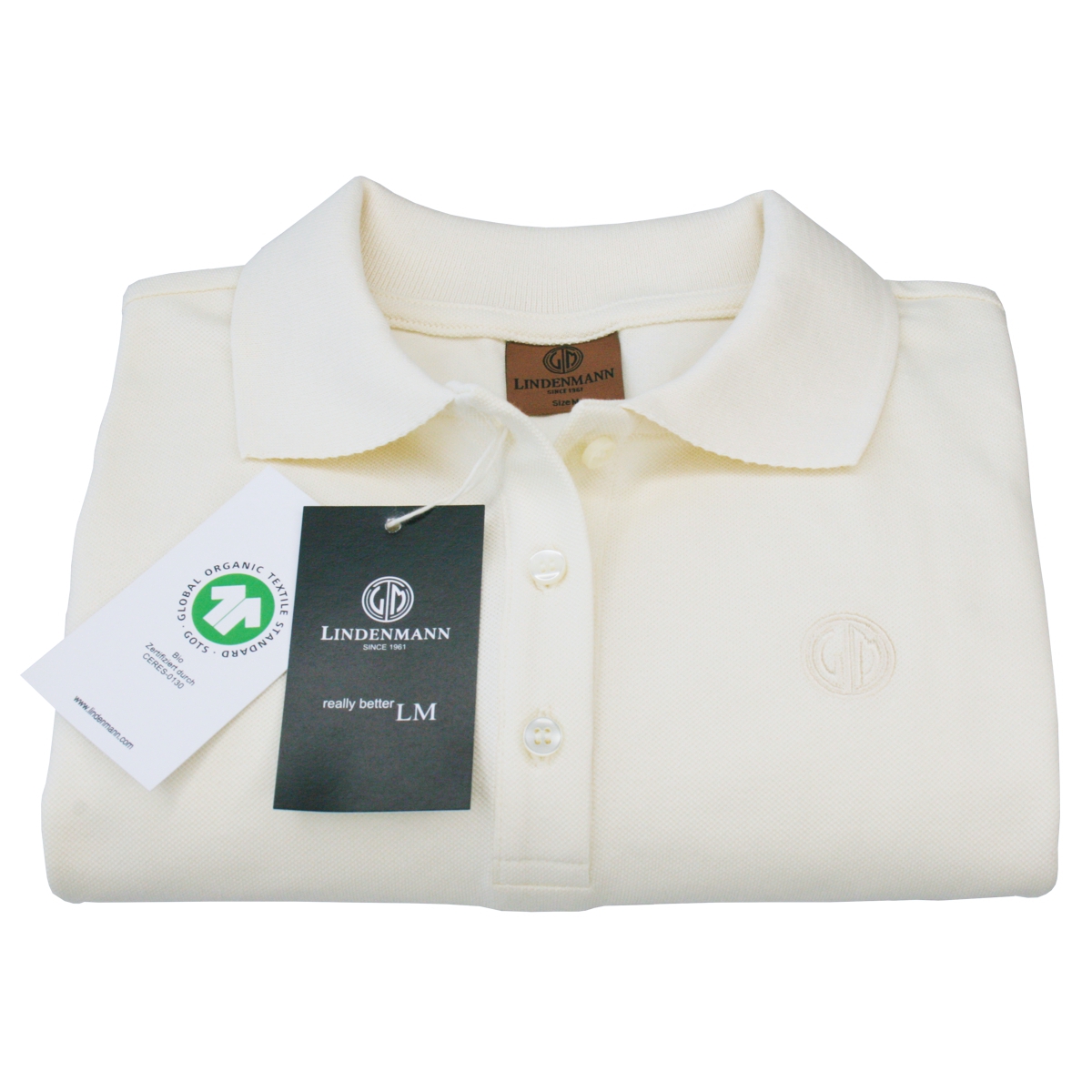 LINDENMANN Damen Poloshirt aus Bio-Baumwolle Beige LINDENMANN Poloshirt Bio-Baumwolle Damen Beige