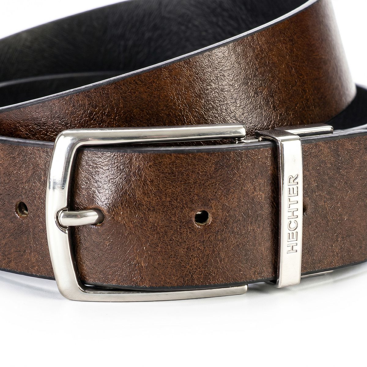 Gürtel, Leder, Braun, Metallschließe, Kernoptik, HECHTER Paris Herren Wendegürtel aus 100% Echtleder schwarz/cognac