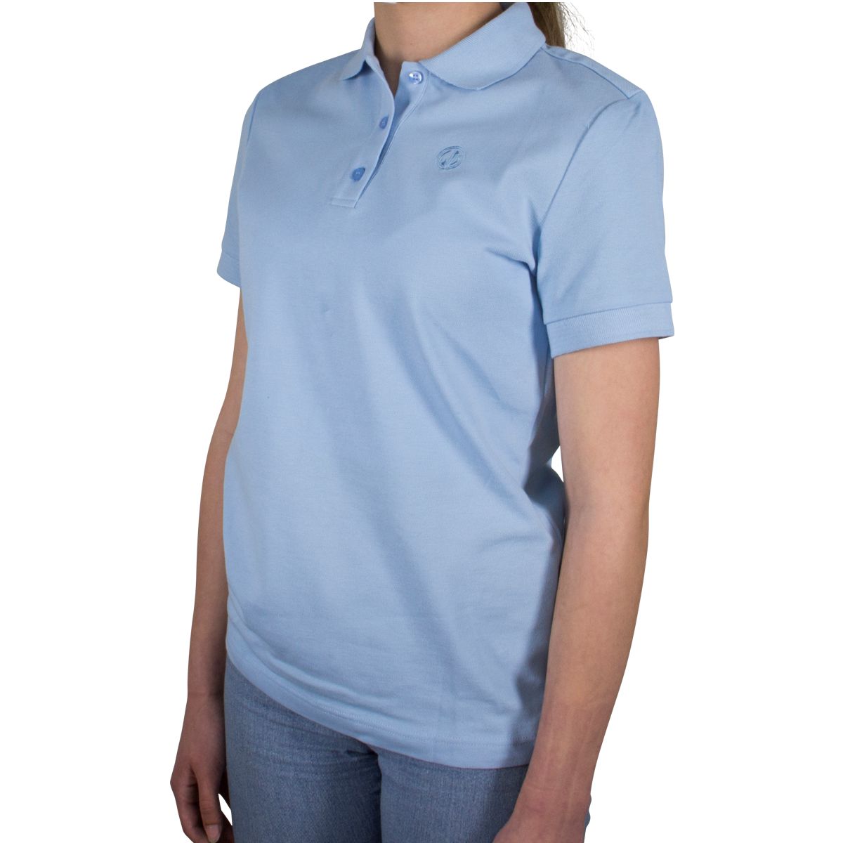 LINDENMANN Poloshirt Damen slim fit kurzarm hellblau Bio Baumwolle Made in EU