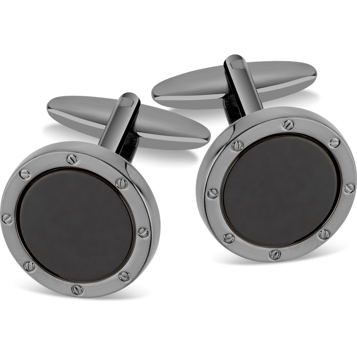 LINDENMANN Manschettenknöpfe Gunmetal Schwarz LINDENMANN Manschettenknöpfe Herren Business Hochzeit