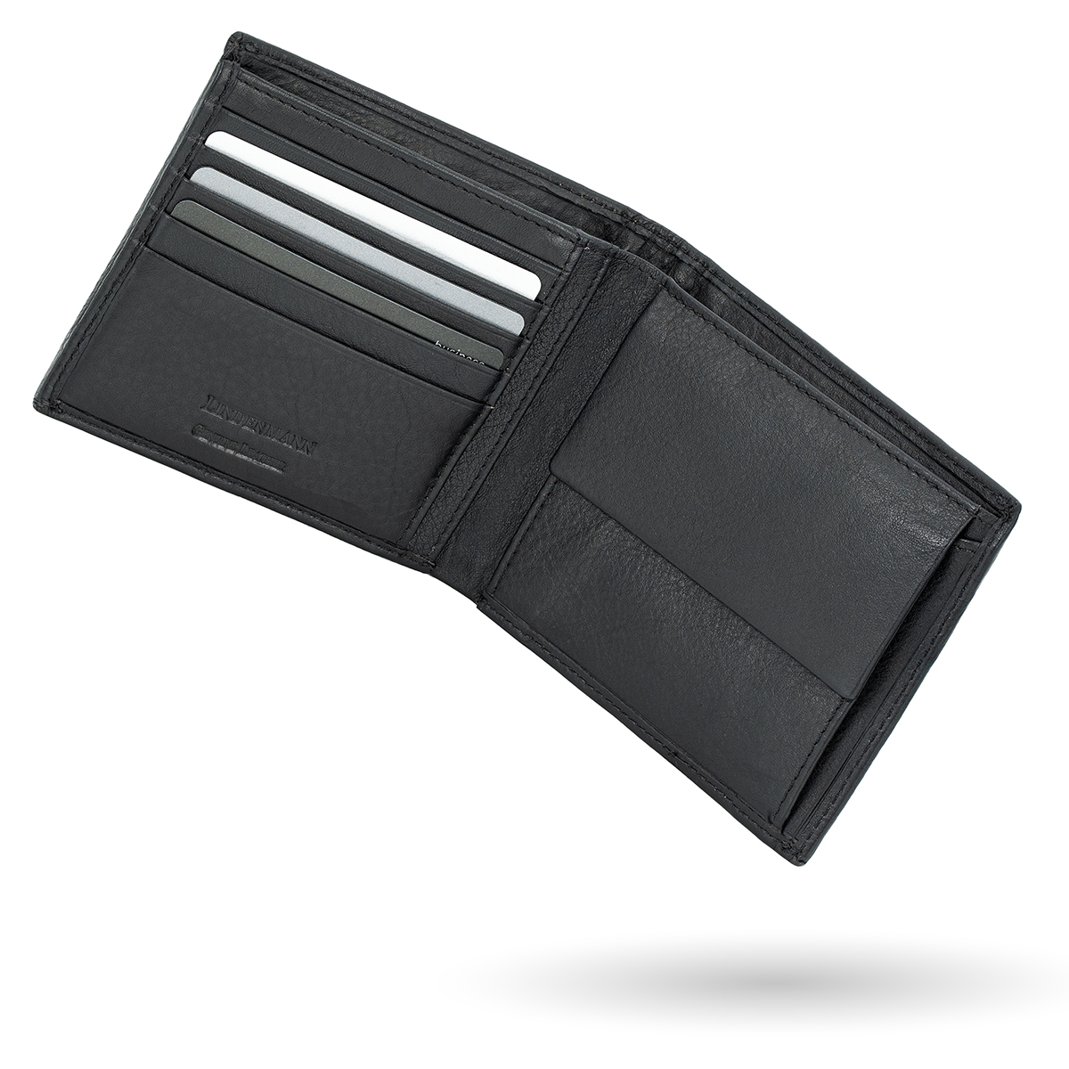 LINDENMANN Herren Leder Portemonnaie schwarz