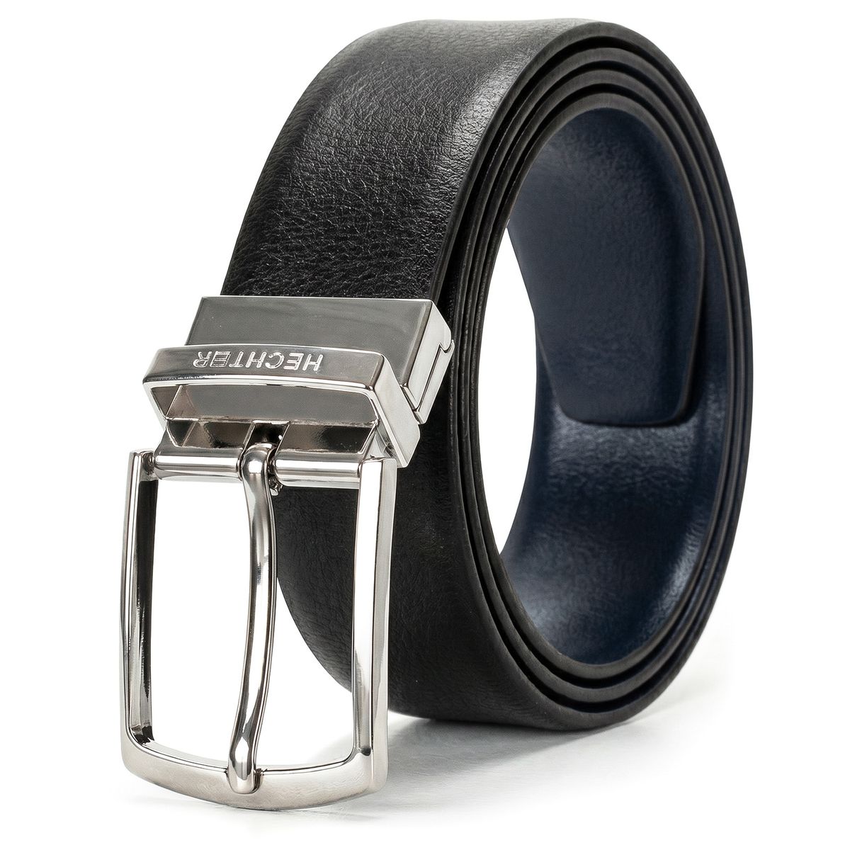 Gürtel, Schwarz, Leder, Metall Schnalle, Breite Gürtel, HECHTER Paris Herren Wendegürtel aus 100% Echtleder schwarz/marine