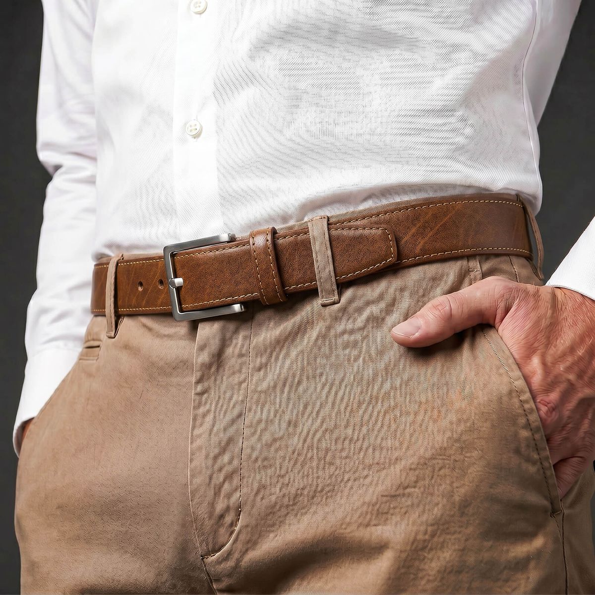LINDENMANN Herren Vollrindledergürtel aus 100% Echtleder cognac