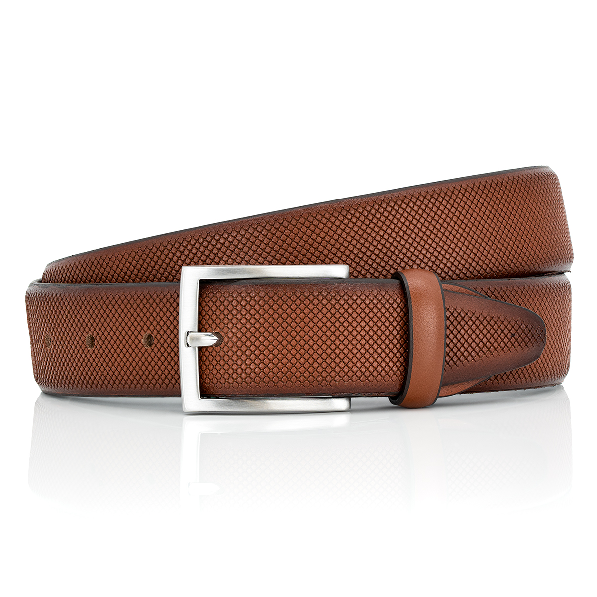 LINDENMANN Leder-Gürtel Herren 35 mm Vollrindleder cognac