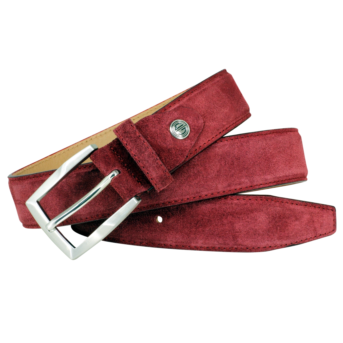 LINDENMANN Gürtel Herren Vollledergürtel aus Veloursleder, 35 mm breit, kürzbar, Gürtel, Ledergürtel, Velours-Gürtel, rot