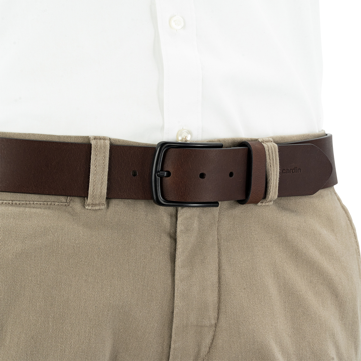 PIERRE CARDIN Vollrindleder Herrengürtel Schokoladenbraun