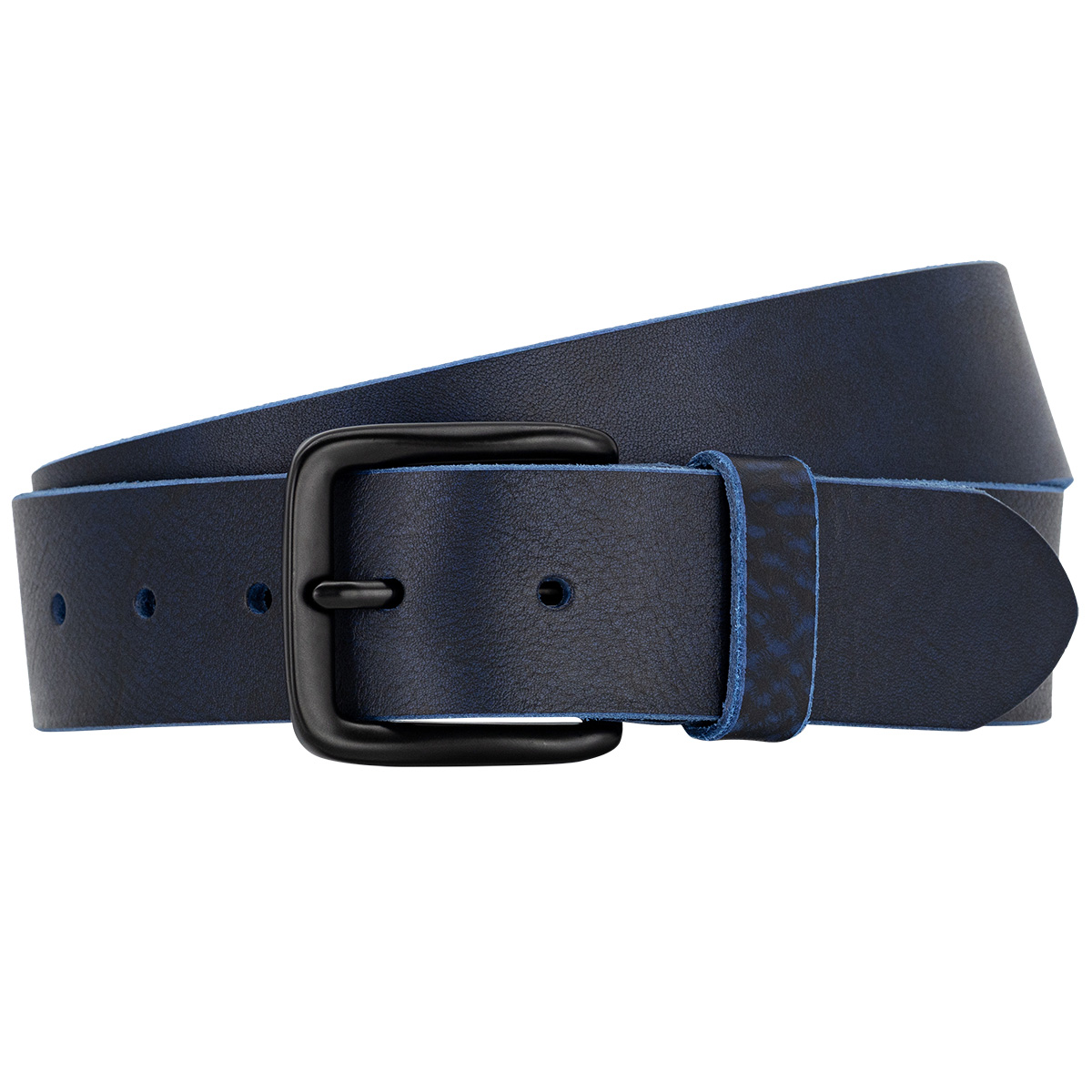 Gürtel, Leder, dunkelblau, Metall-Greifer, Breite Strap, LINDENMANN Herren Vollledergürtel passend zu Jeans marine