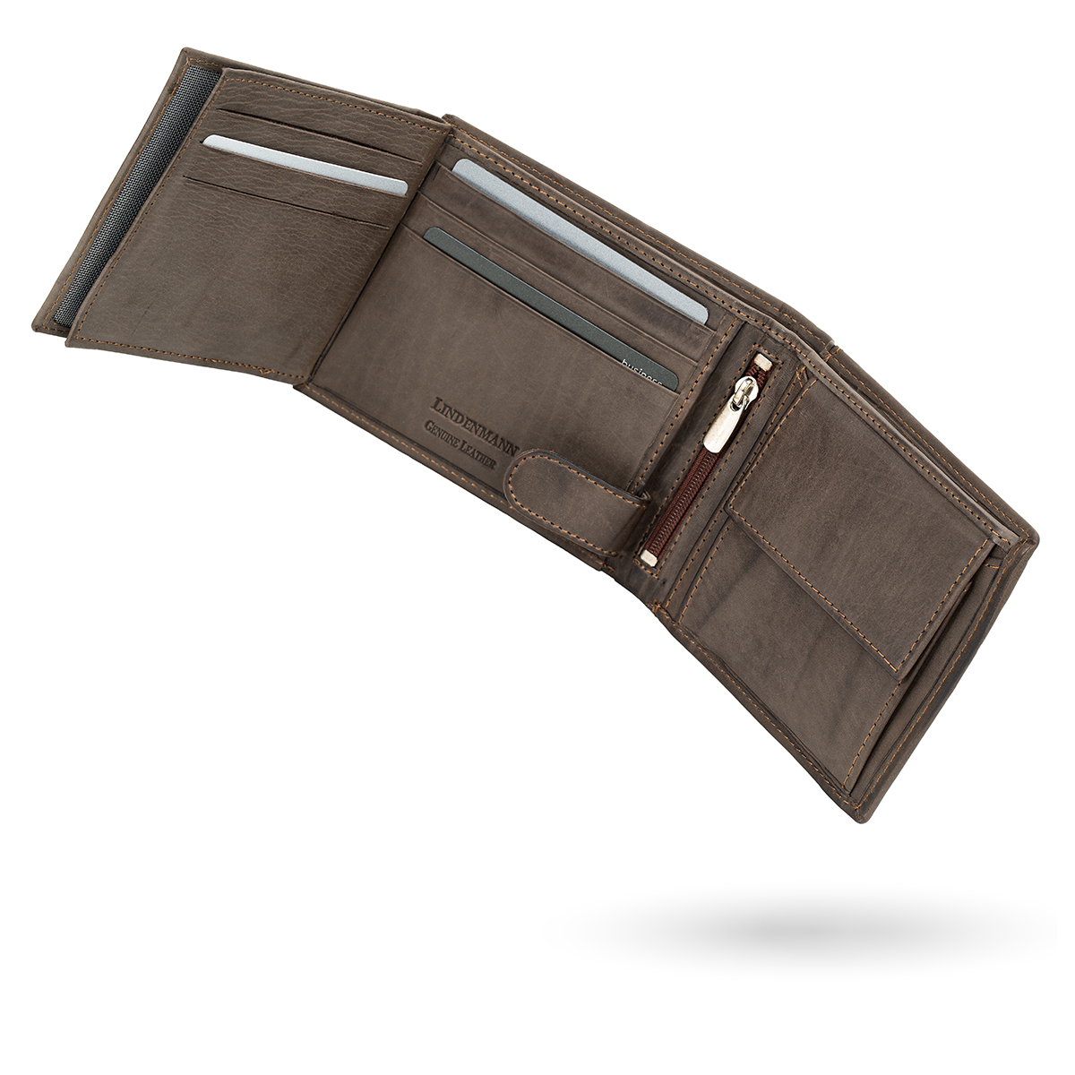 LINDENMANN Herren Leder Portemonnaie braun