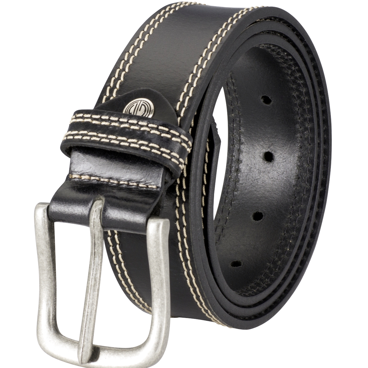 Gürtel, Leder, schwarz, Nähte, Metallschnalle,