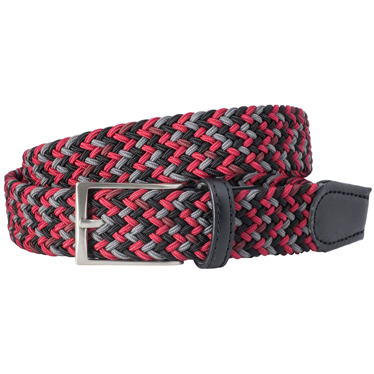 LINDENMANN Ledergürtel Herren, rot/schwarz/grau 32 mm Vollrindleder