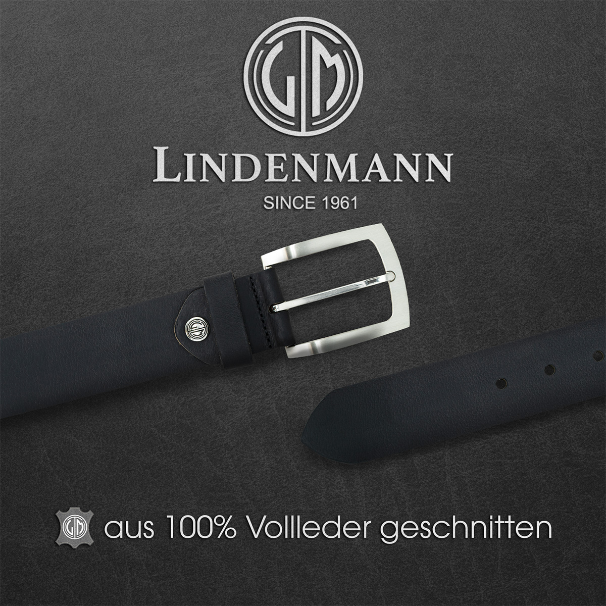 LINDENMANN Ledergürtel Herren schwarz