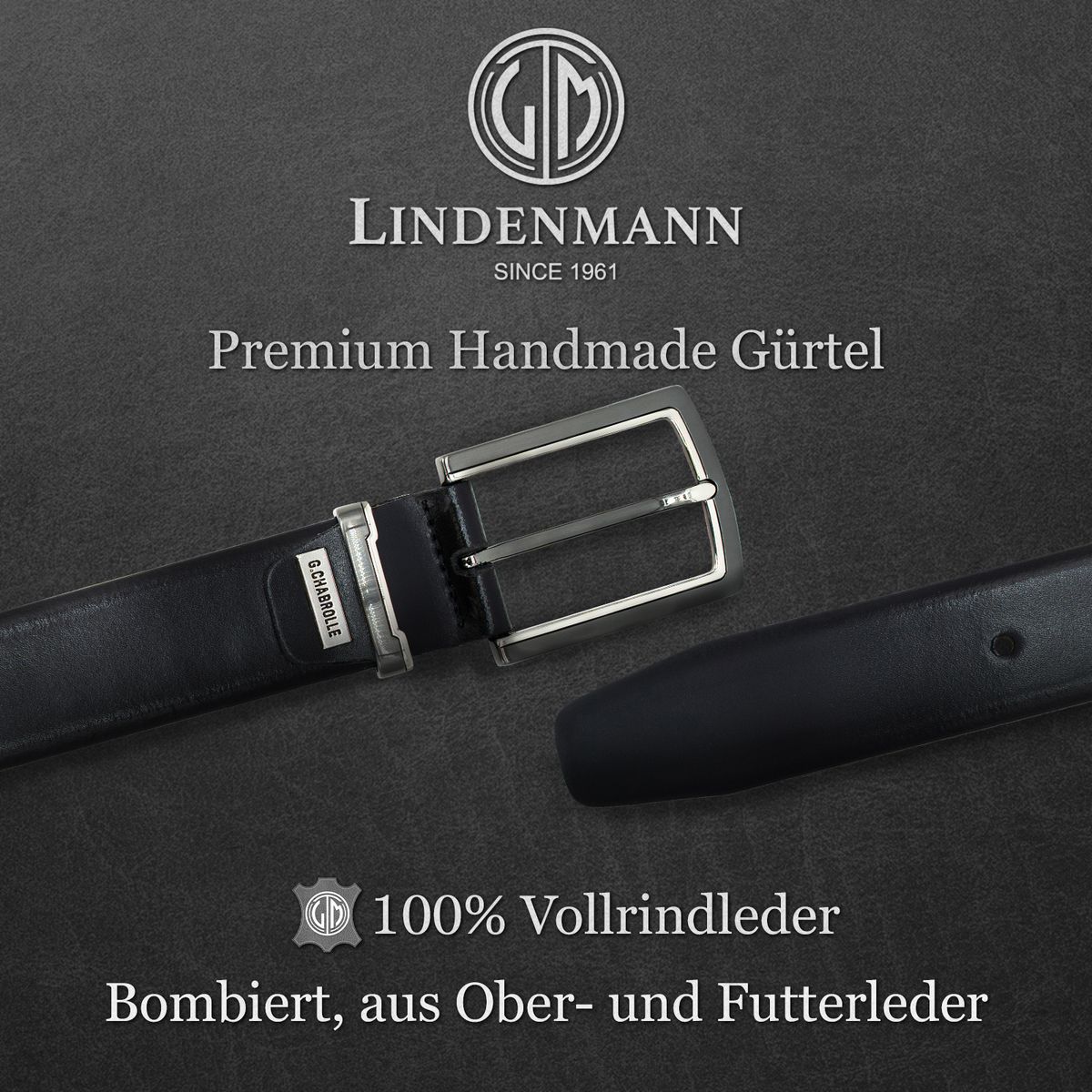 LINDENMANN Premium Ledergürtel schwarz