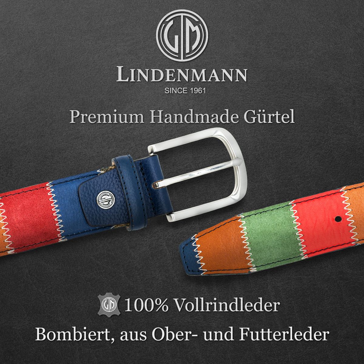 LINDENMANN Herrengürtel Jeans mehrfarbig