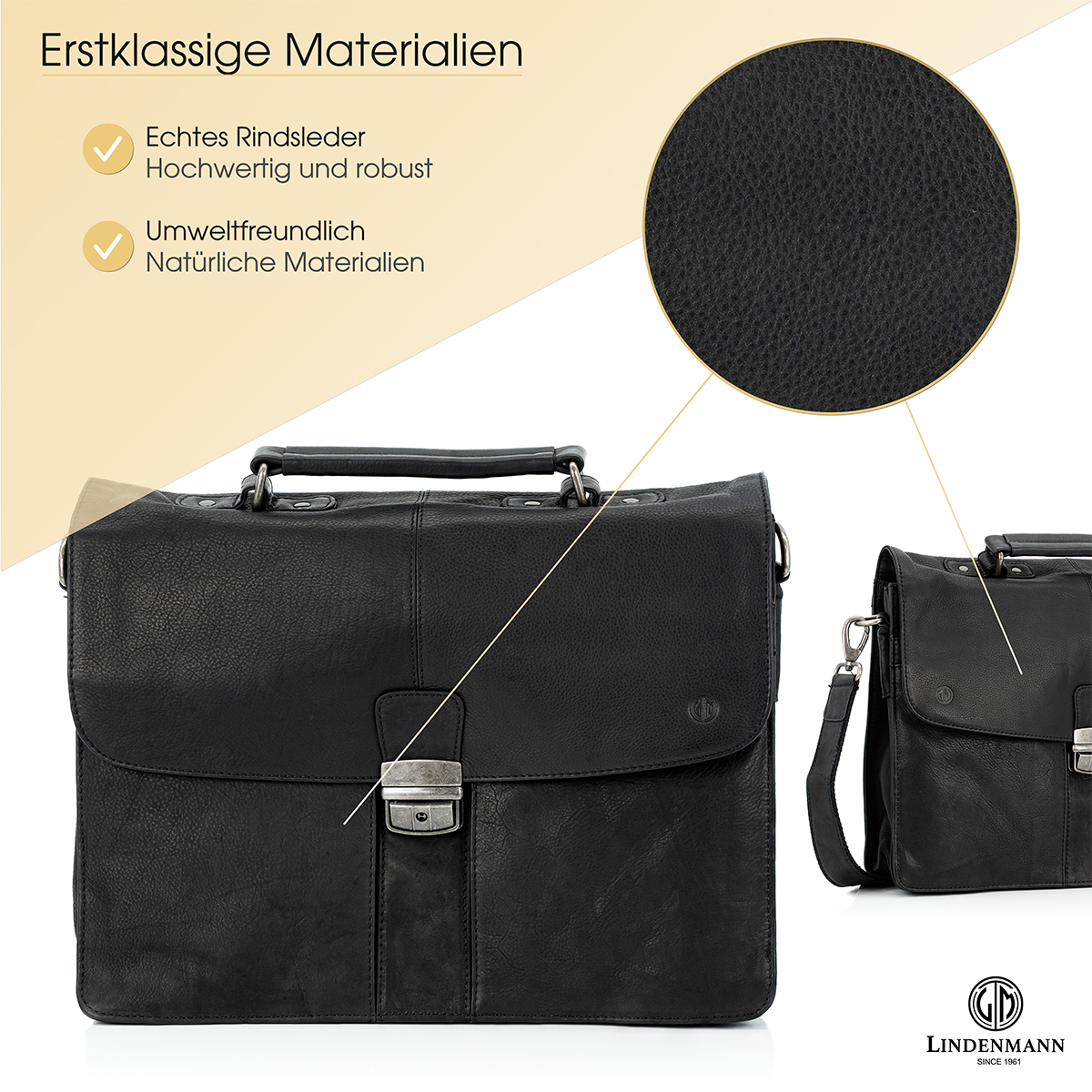 Lindenmann Ledertasche schwarz