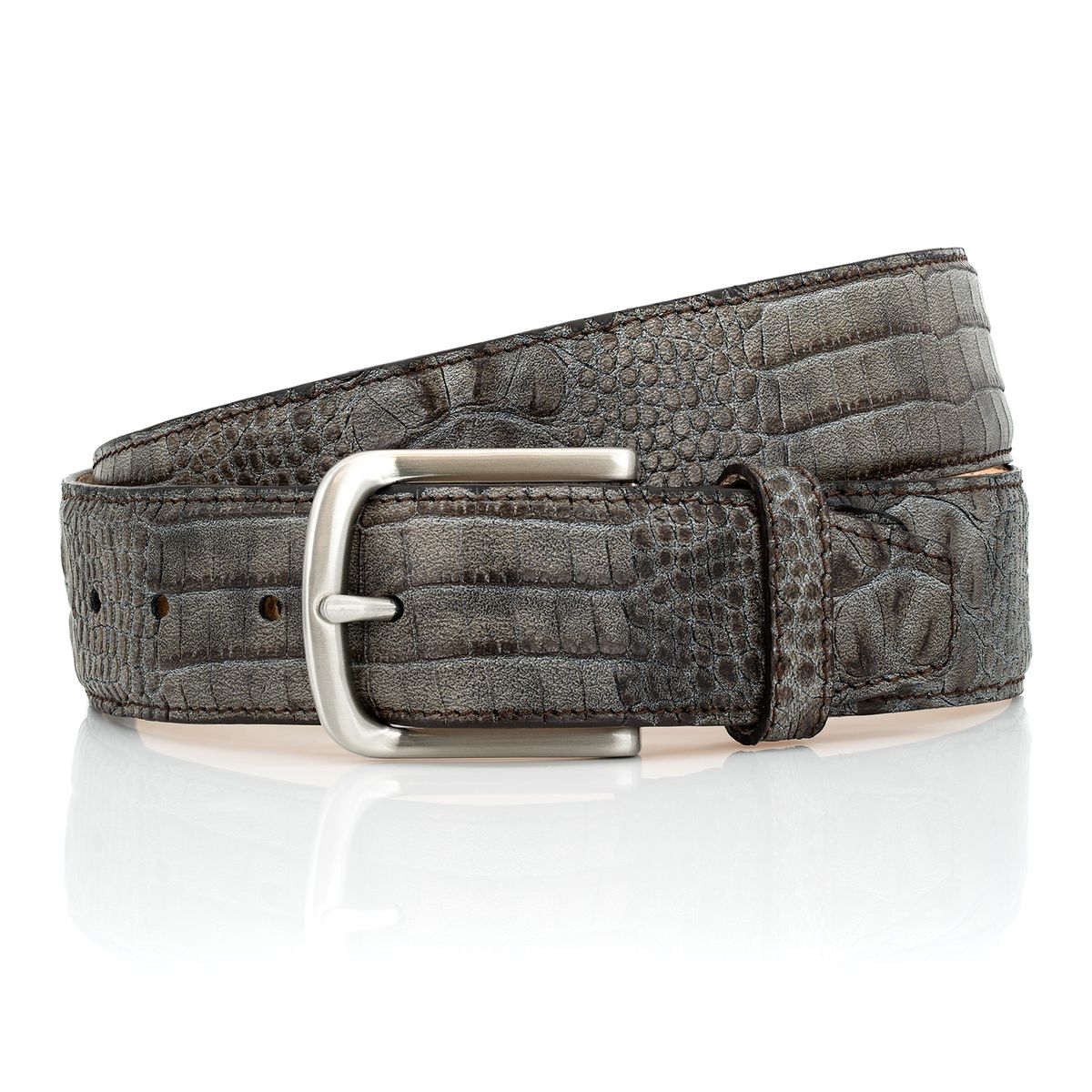 LINDENMANN Handmade Ledergürtel Herren grau LINDENMANN Jeansgürtel Herren grau