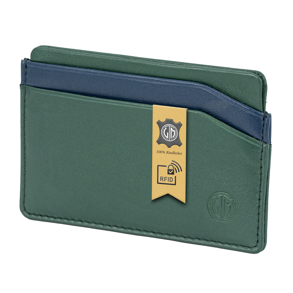 LINDENMANN Leder-Kartenetui grün blau LINDENMANN Leder-Cardholder grün blau