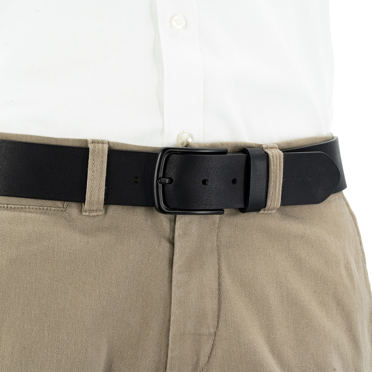 PIERRE CARDIN Vollrindleder Herrengürtel Tiefschwarz