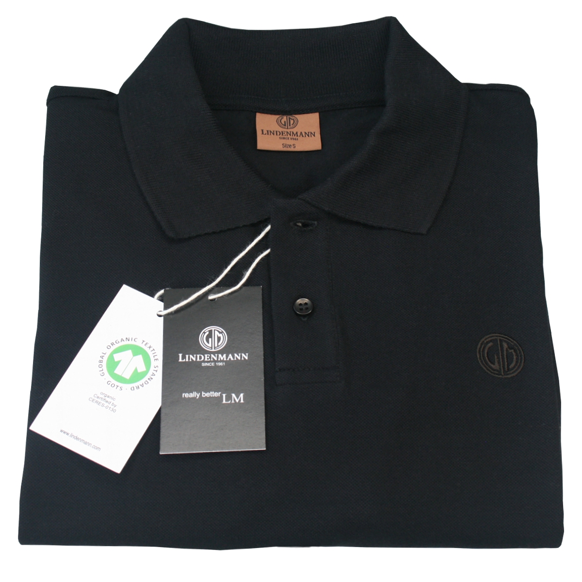 LINDENMANN Poloshirt slim fit Bio-Baumwolle Herren Schwarz