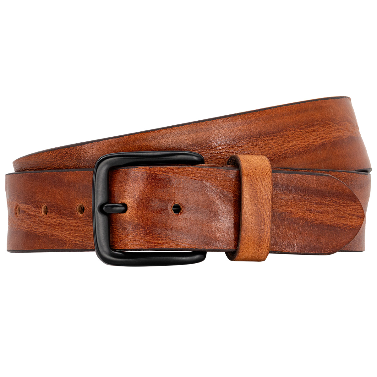 G&uuml;rtel, Leder, Brown, Riemen, G&uuml;rtel mit Schnalle, LINDENMANN Herren Vollledergürtel passend zu Jeans dunkelcognac