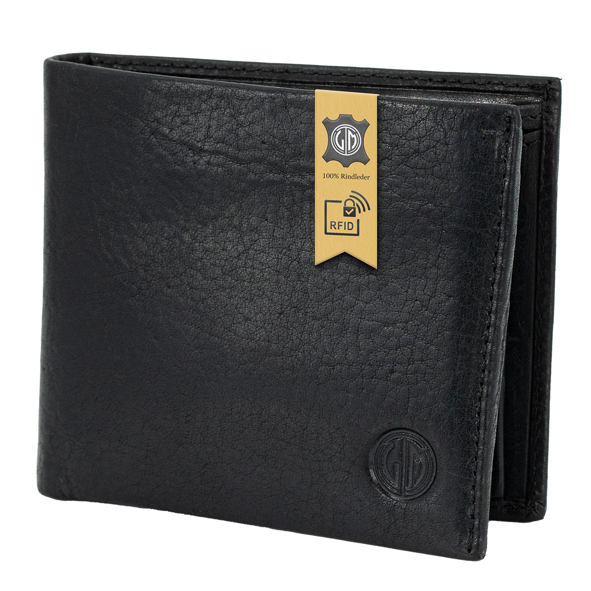 LINDENMANN Herren Leder Portemonnaie schwarz