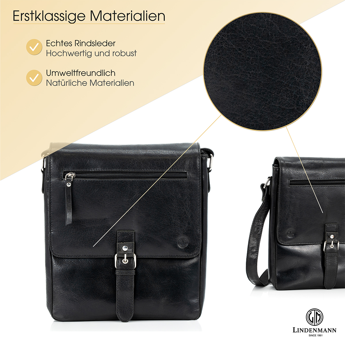 Lindenmann Ledertasche schwarz