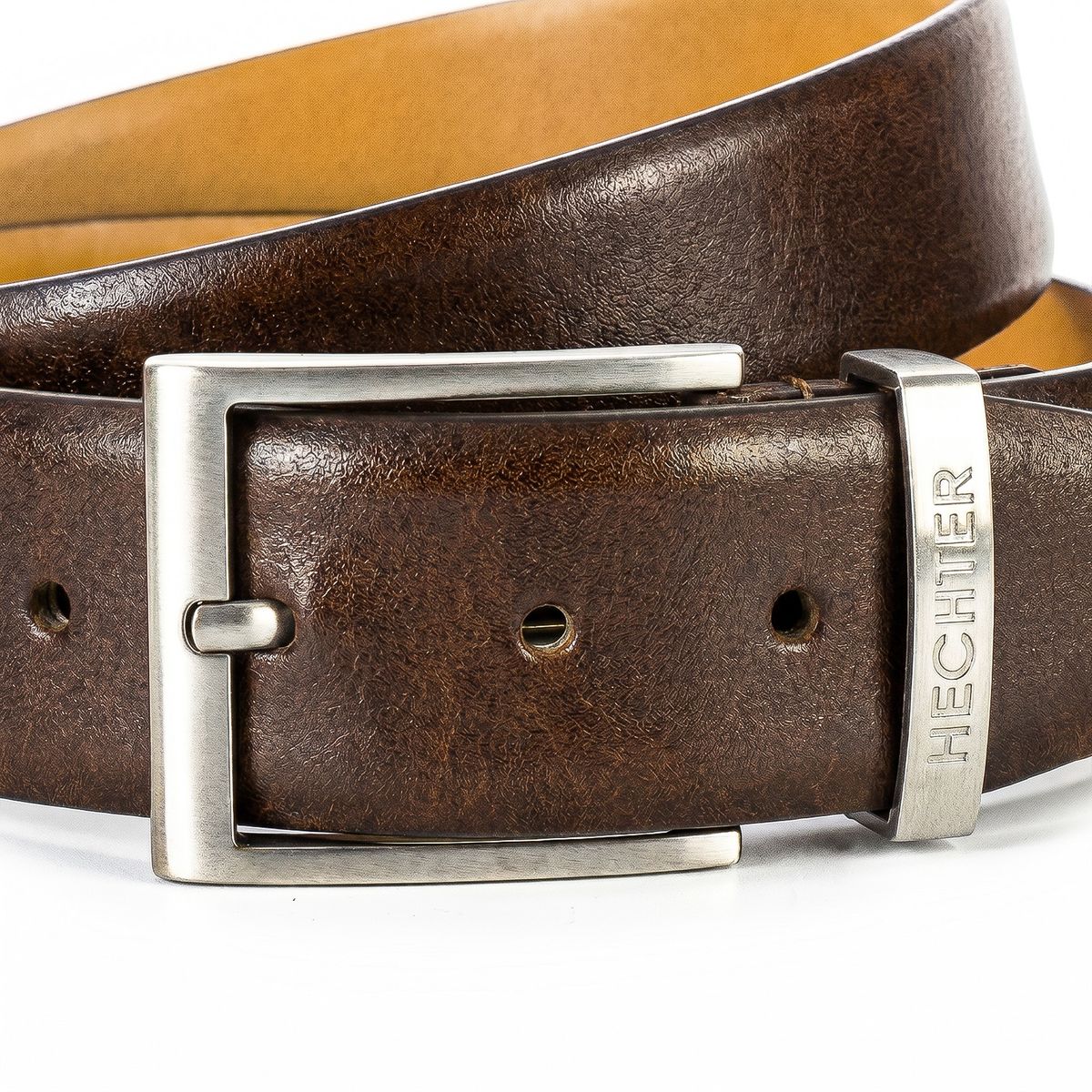 Ledergürtel, Gürtelschnalle, braun, Riemen, Materialleder, HECHTER Paris Herren klassischer, eleganter 100% Echtledergürtel mogano